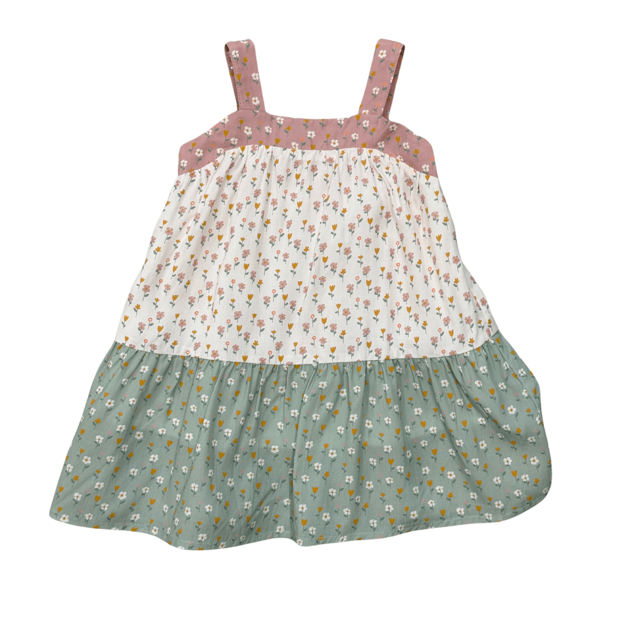 Girls Wide Strap Dress In Multi Daisy