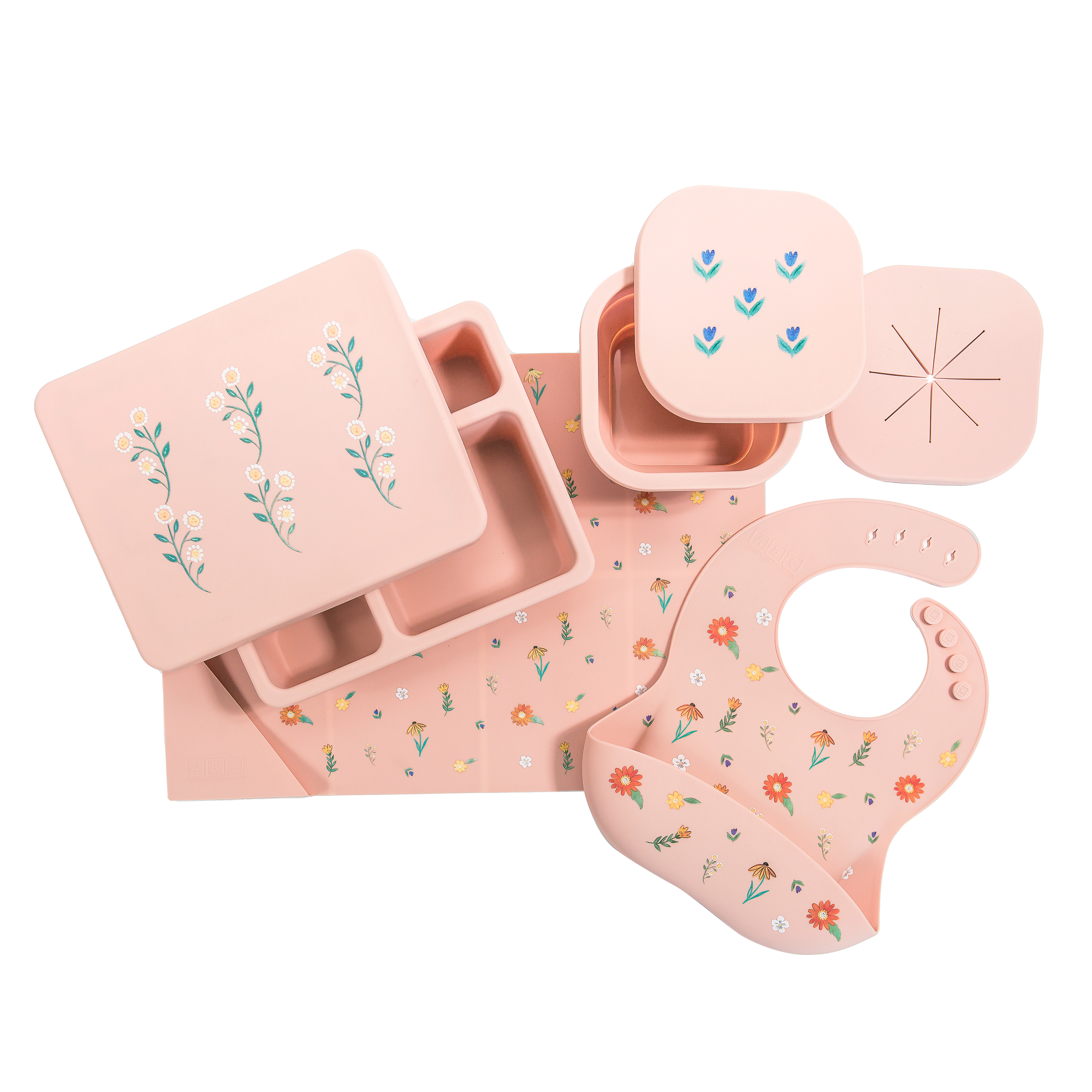 Silicone Mealtime Bundle Wildflower Ripe Peach