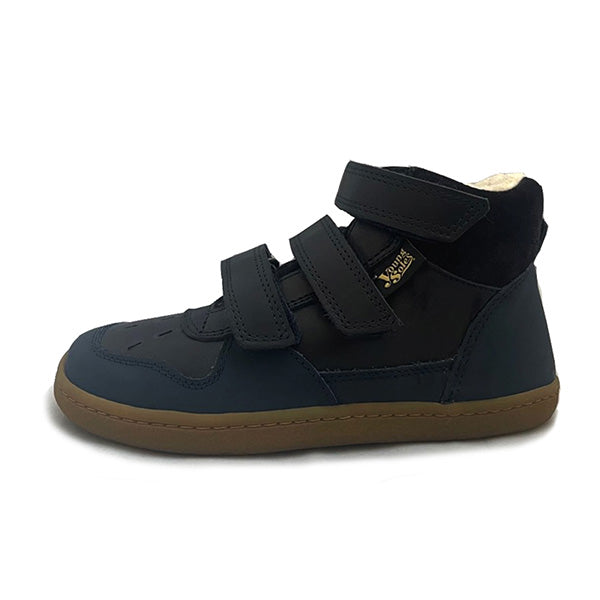 Wilf Kids Velcro Wool-Lined Boot Navy Leather