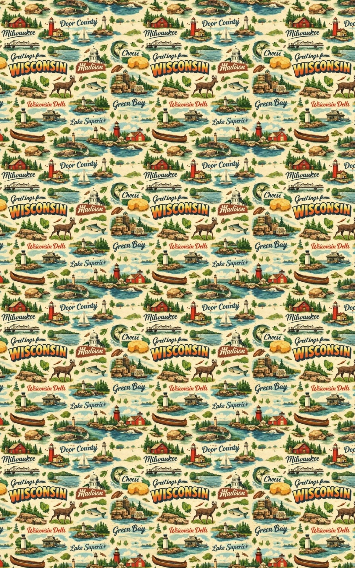 Wisconsin Postcard Memories Wrapping Paper