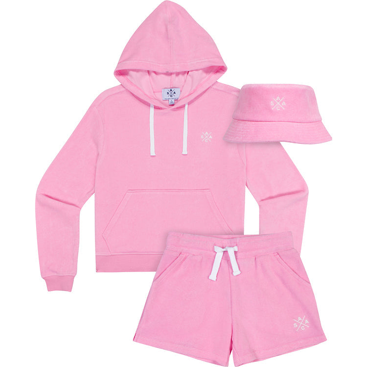 Women's Ac Pink Terry Cropped Hoodie