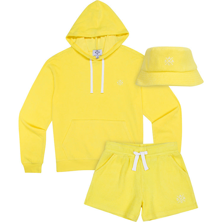 Women's Ac Yellow Terry Cropped Hoodie