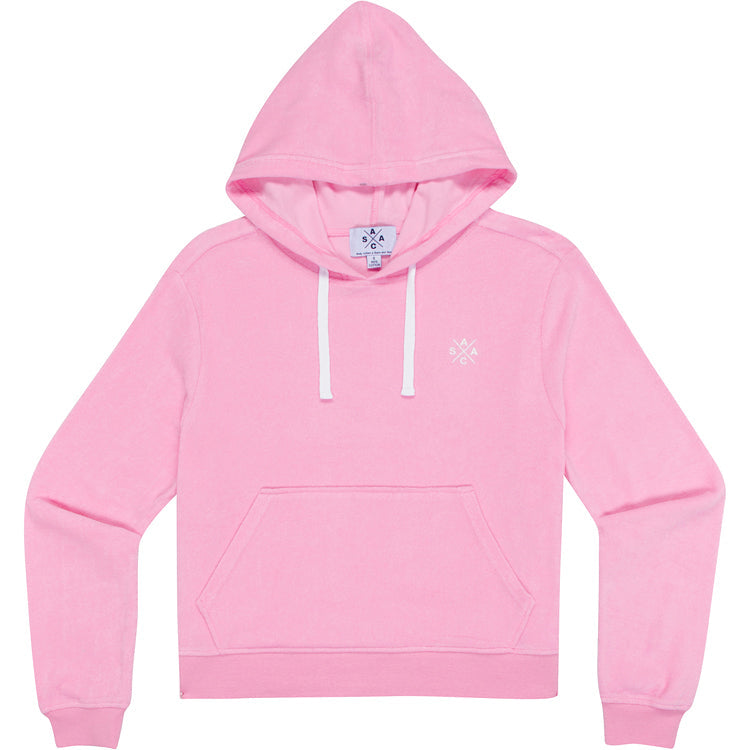 Women's Ac Pink Terry Cropped Hoodie