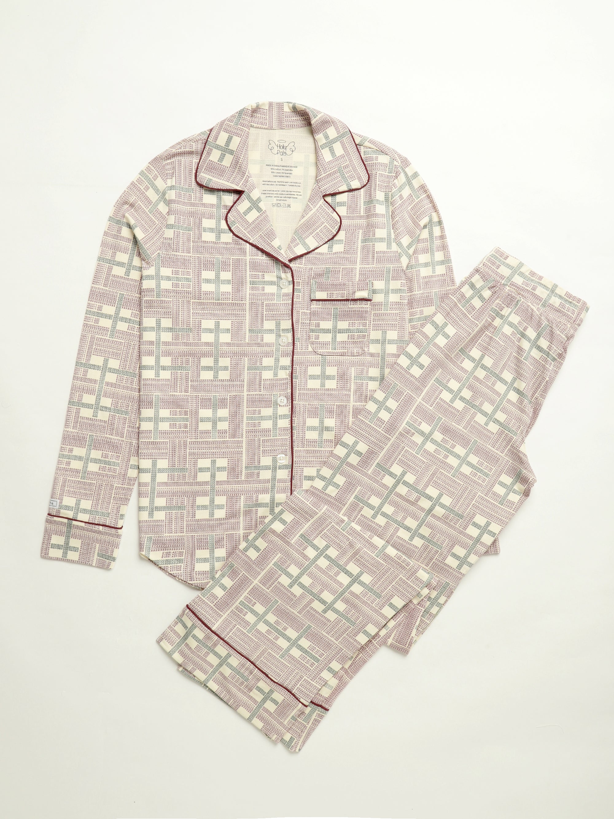 Prophecy Plaid Womens Notch Collar Pj Set Cotton