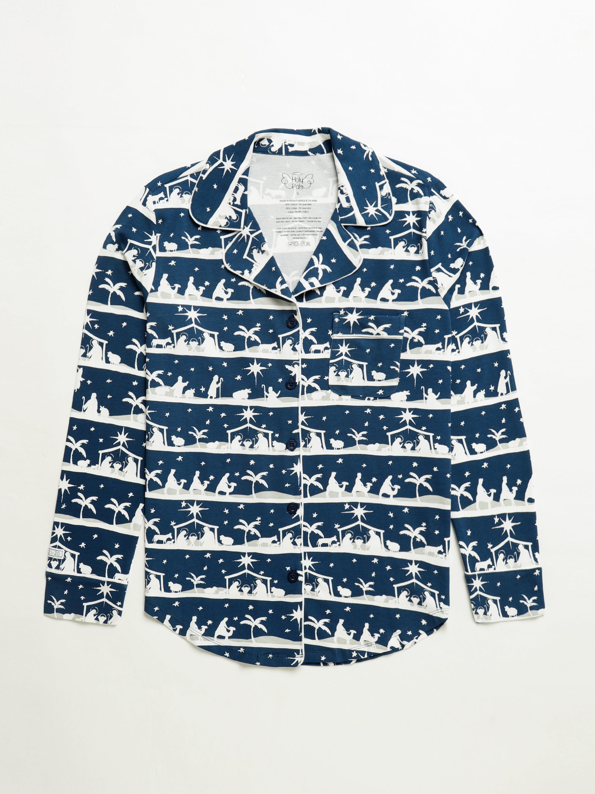 Starry Night Womens Notch Collar Pj Set Cotton