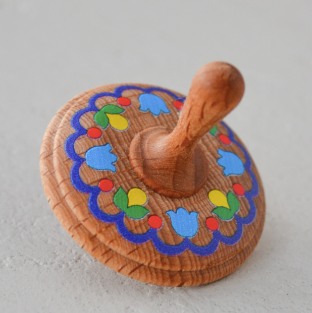 Wooden Spinning Top Toy Painted