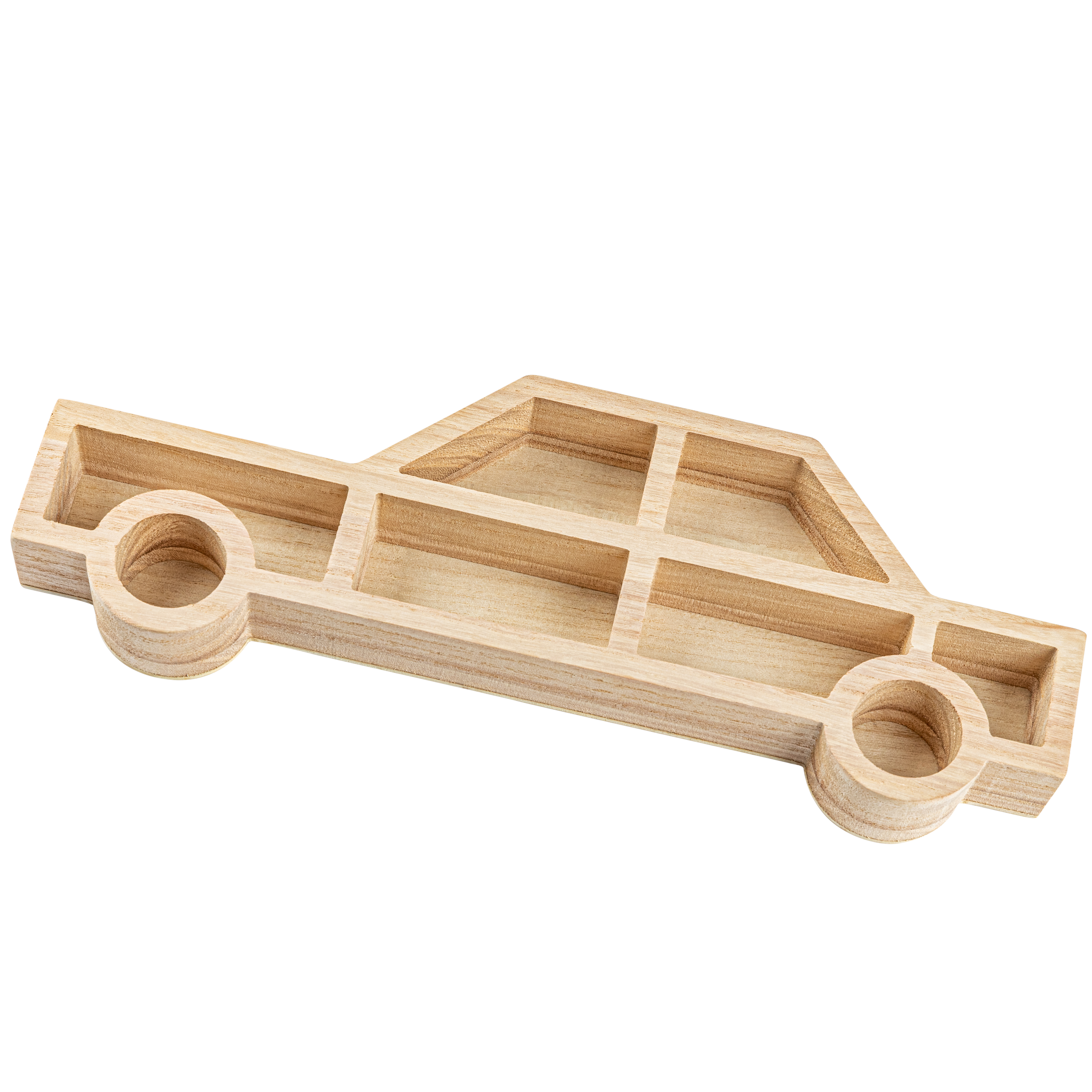 Car Shaped Wood Tray 15" X5.6x1.25 2 Pack