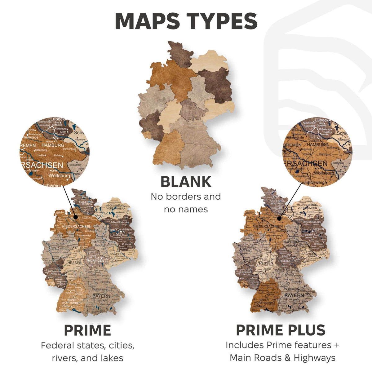 3d Germany Wooden Map Multicolor