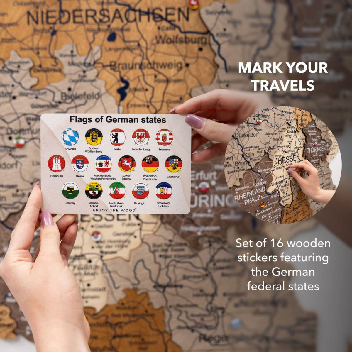 3d Germany Wooden Map Multicolor