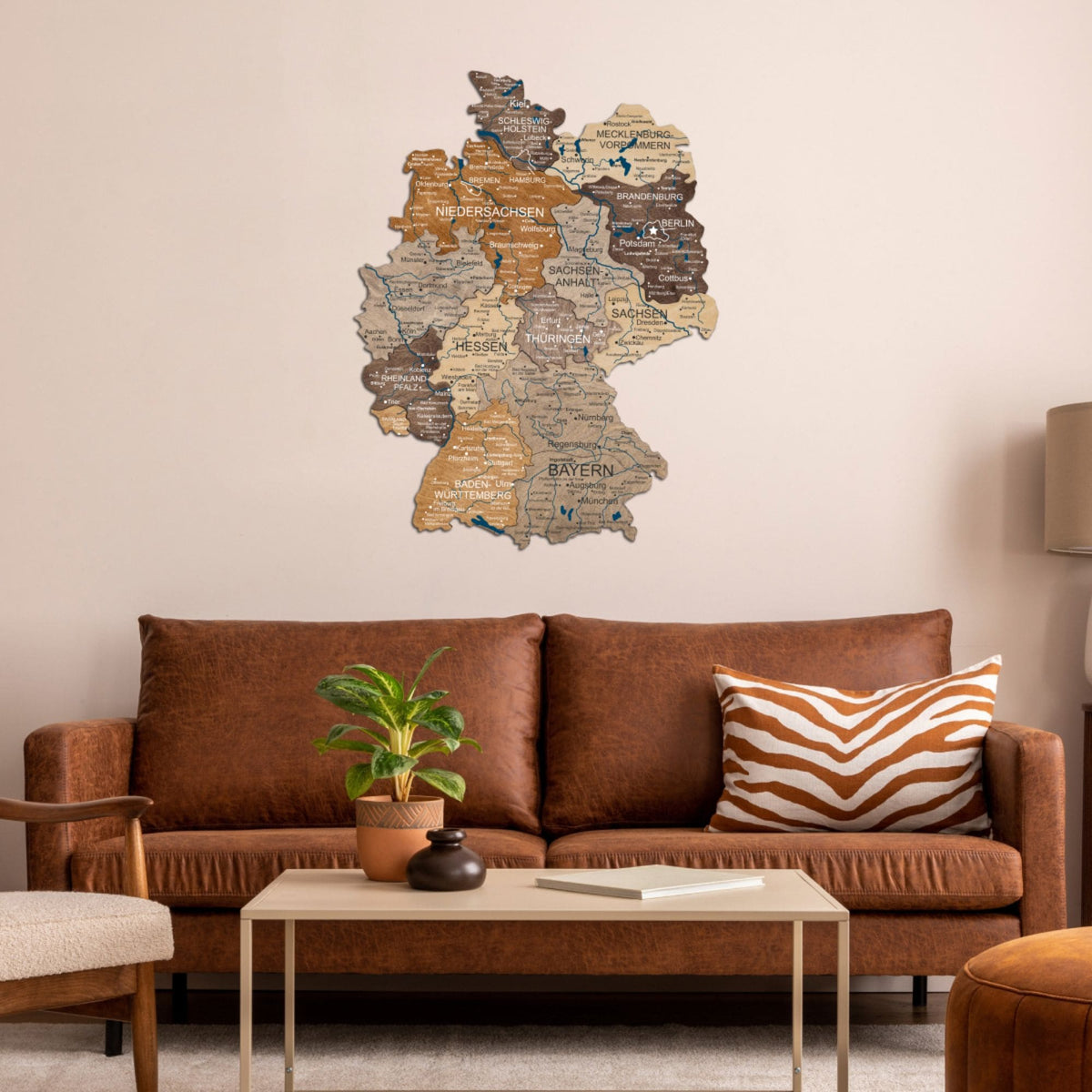 3d Germany Wooden Map Multicolor