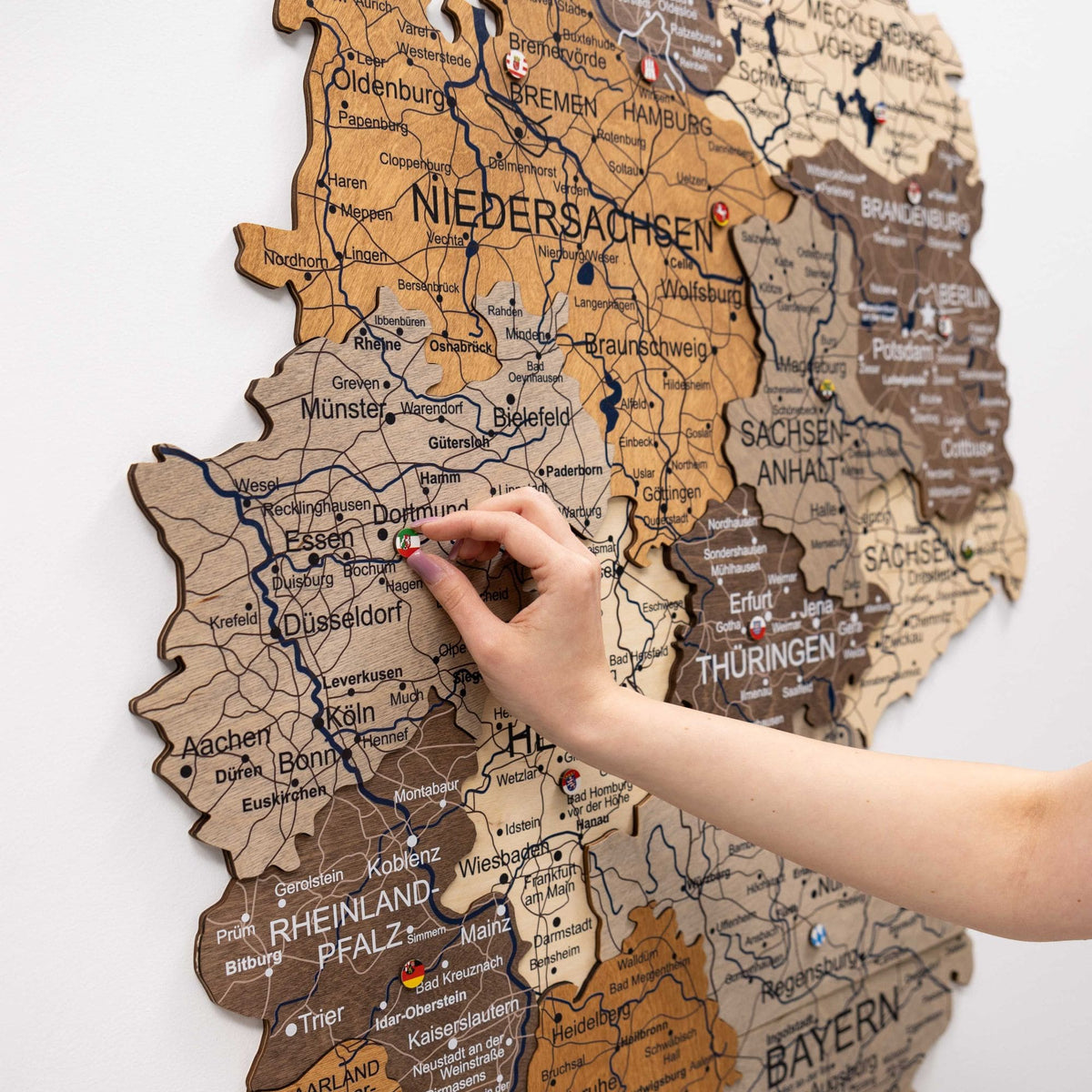 3d Germany Wooden Map Multicolor
