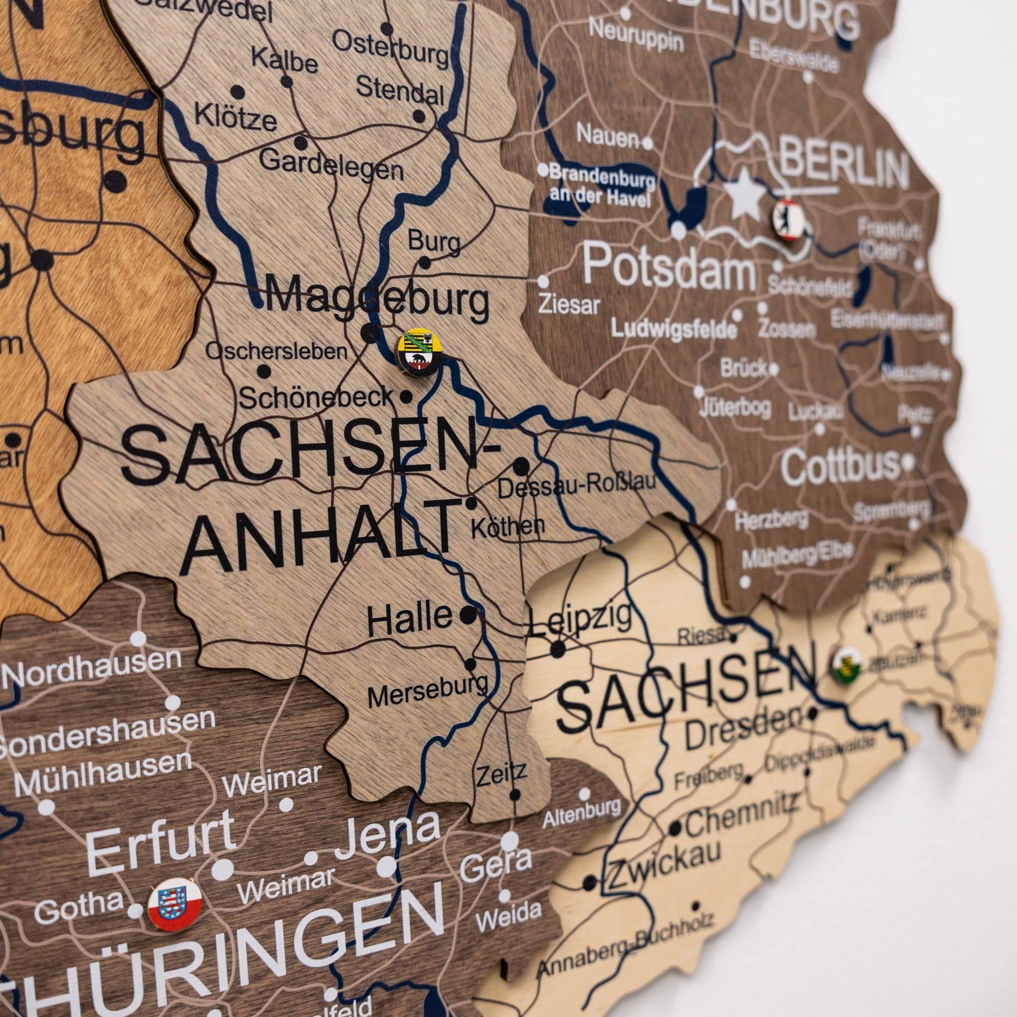 3d Germany Wooden Map Multicolor