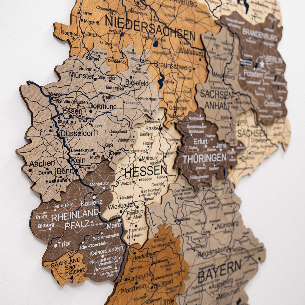 3d Germany Wooden Map Multicolor