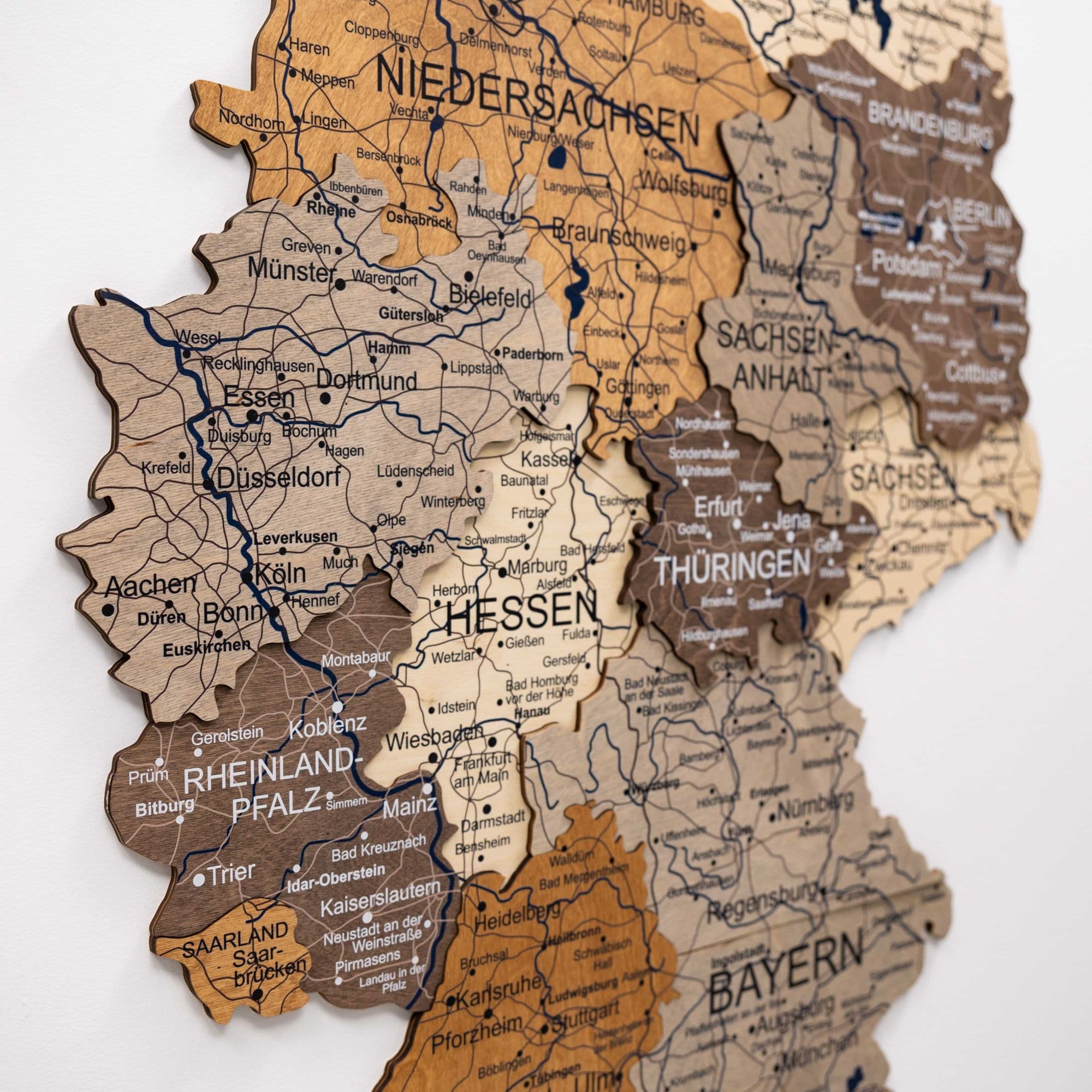 3d Germany Wooden Map Multicolor