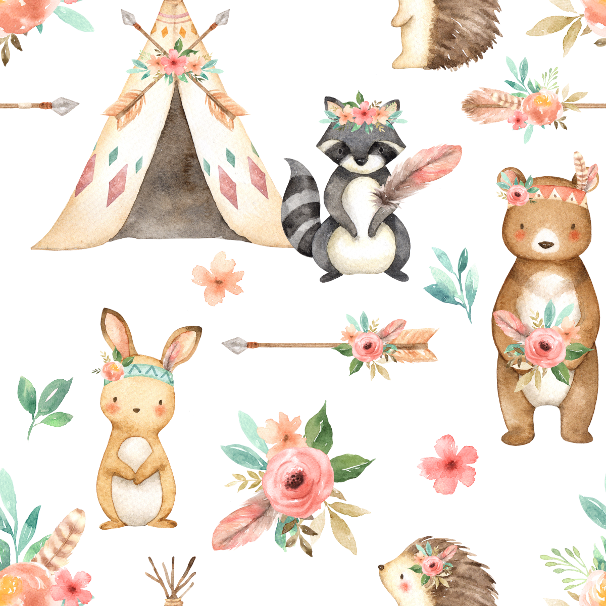 Woodland Tribe Pink Minky Baby Blanket