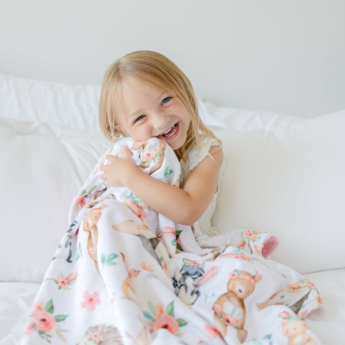 Woodland Tribe Pink Minky Baby Blanket