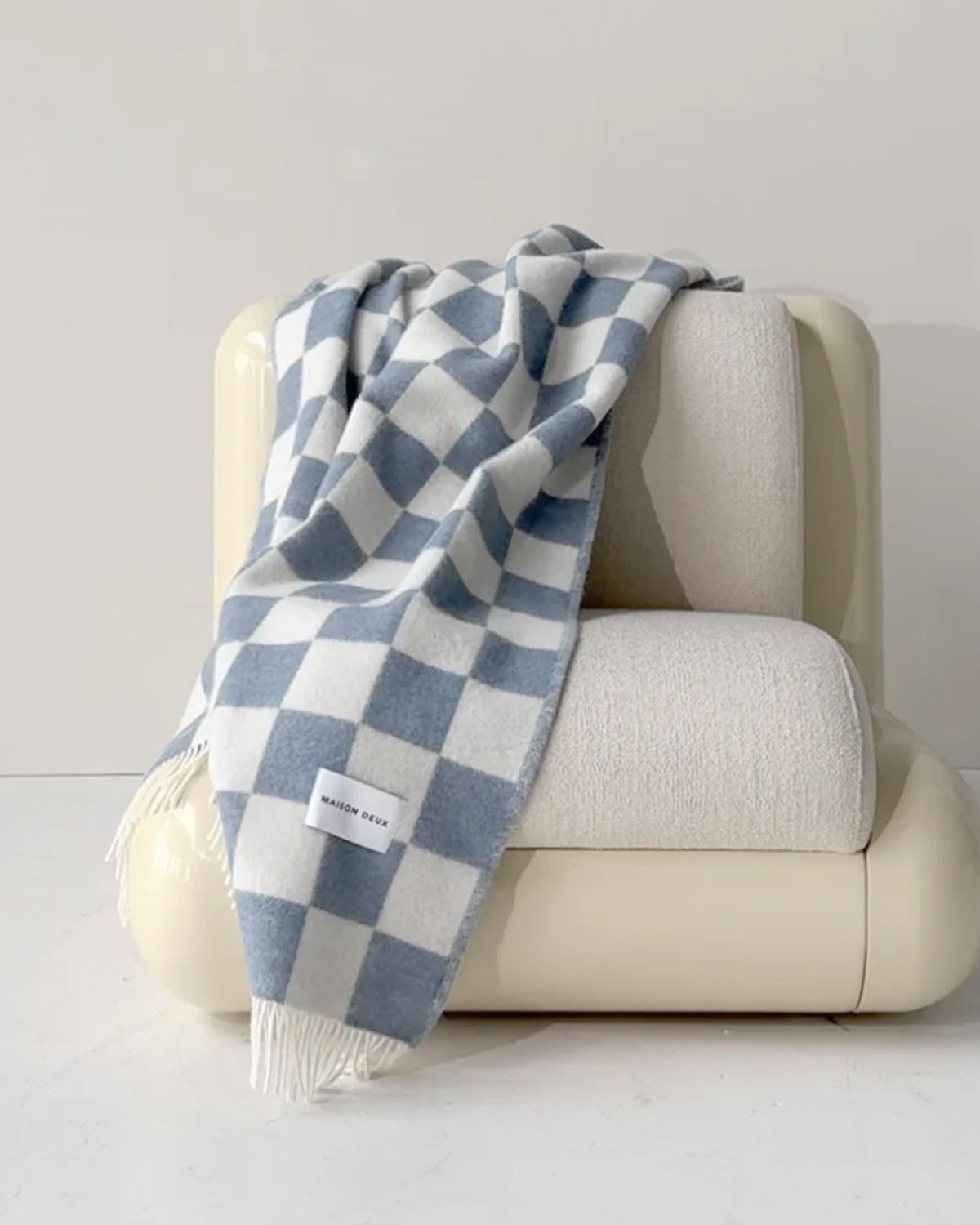 Blanket Checkerboard Denim Blue / White 4.25 X 6.5 Ft