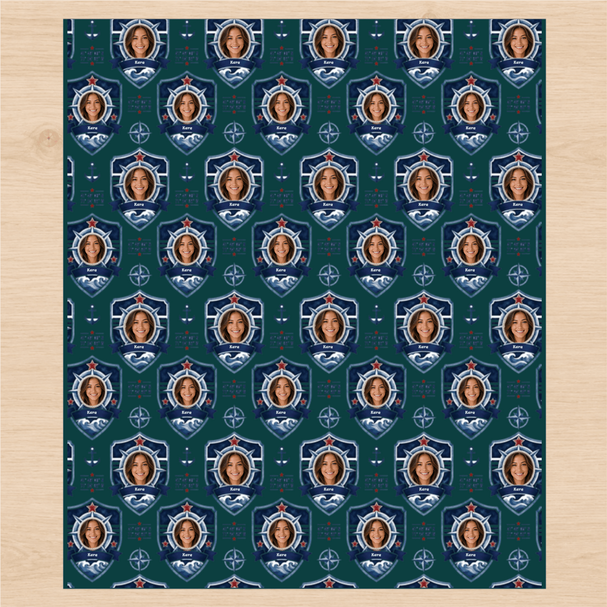 Personalized Maritime Service Medallion Emblem Wrapping Paper | Custom Gift Wrap
