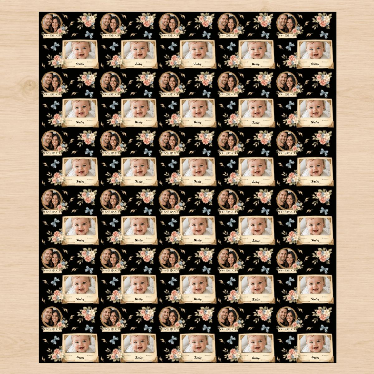 Personalized Vintage Family Photo Album Wrapping Paper | Custom Gift Wrap