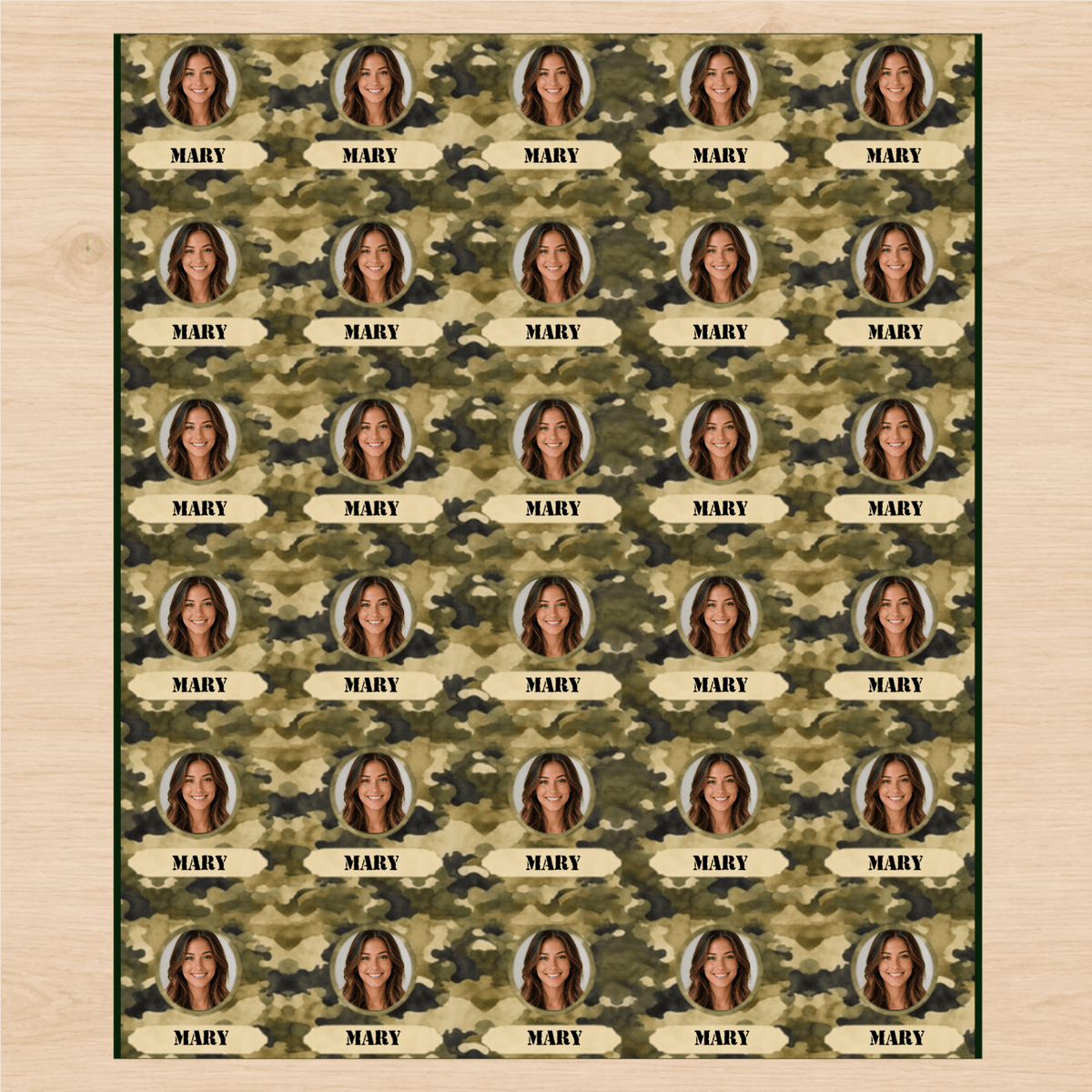 Personalized Camouflage Monogram Crest Wrapping Paper | Custom Gift Wrap