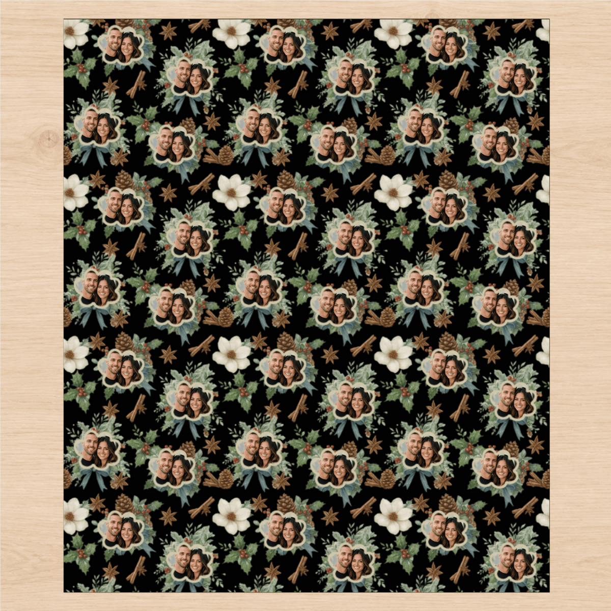 Personalized Pinecones & Fir Branche Wrapping Paper | Custom Gift Wrap