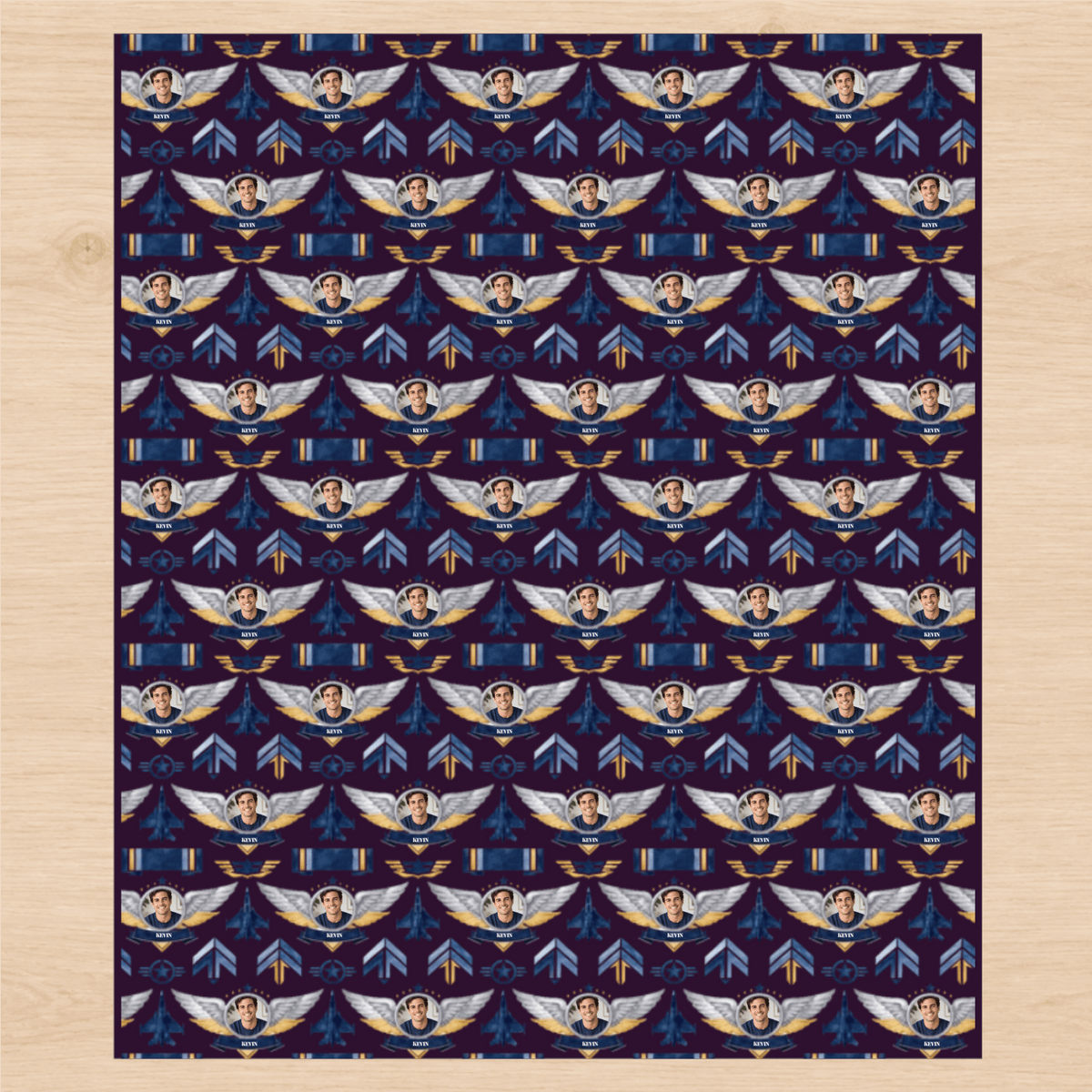 Personalized Golden Wings Legacy Emblem Wrapping Paper | Custom Gift Wrap
