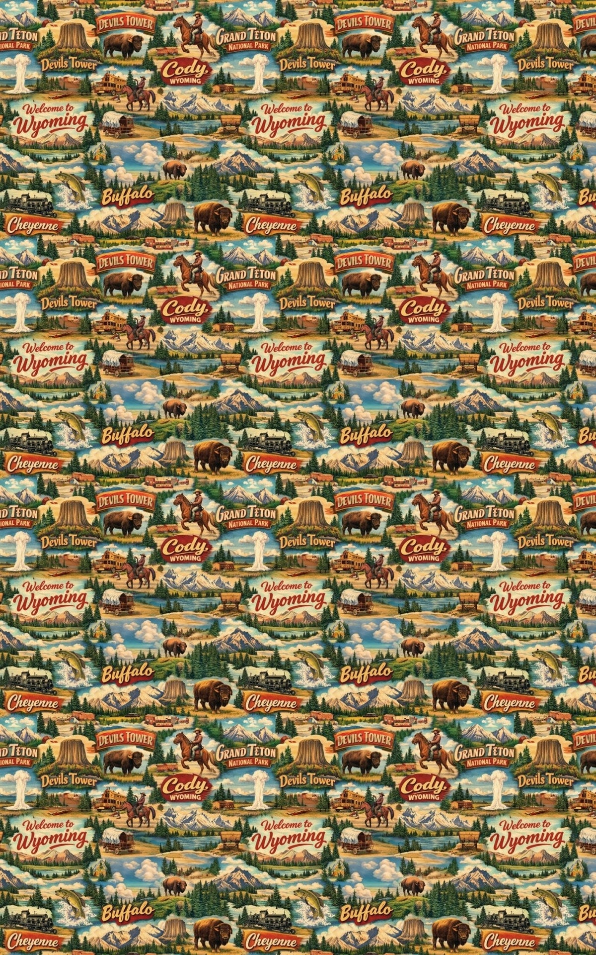 Wyoming Postcard Memories Wrapping Paper