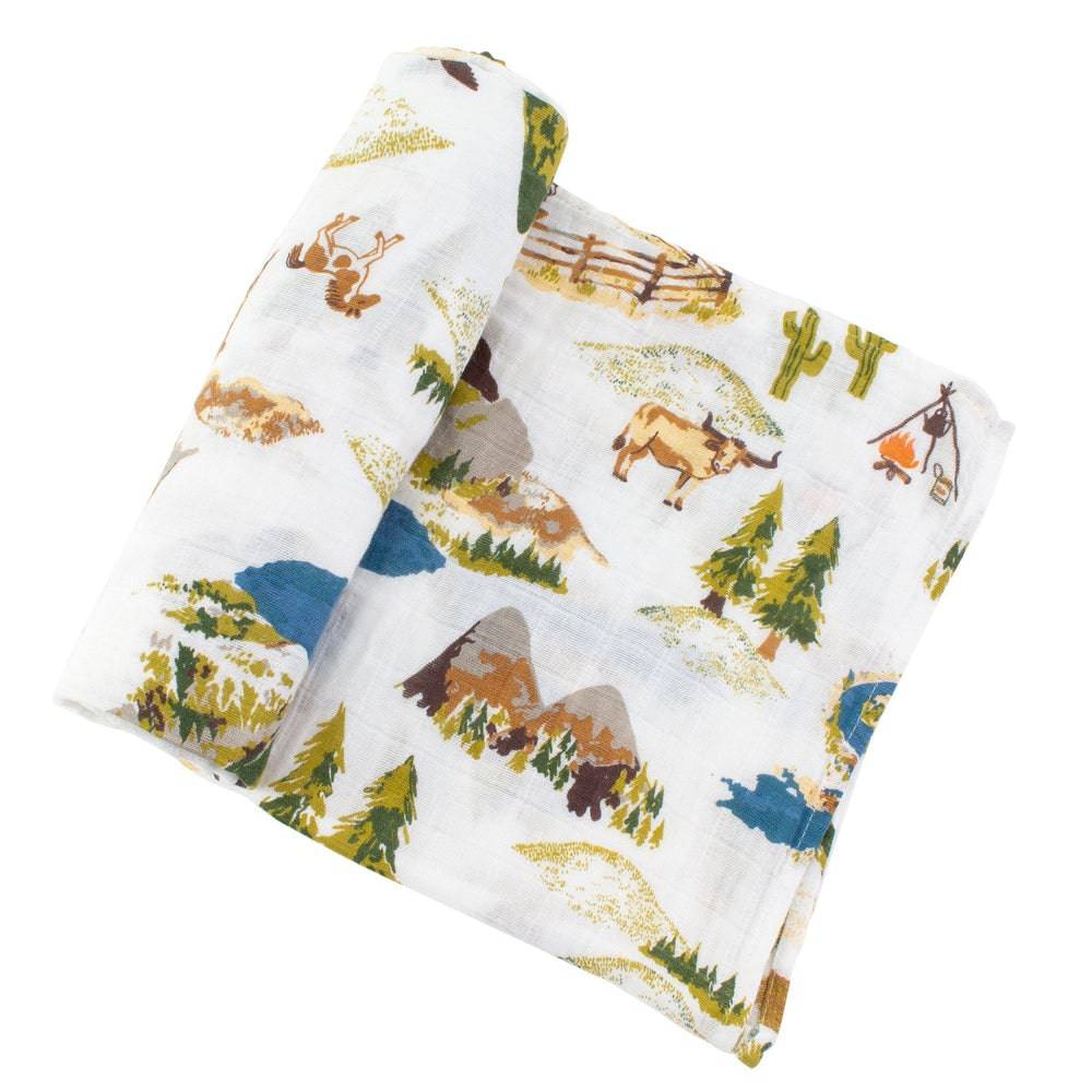 Muslin Swaddle Blanket Set Premium Cotton Wyoming + Western Stripe