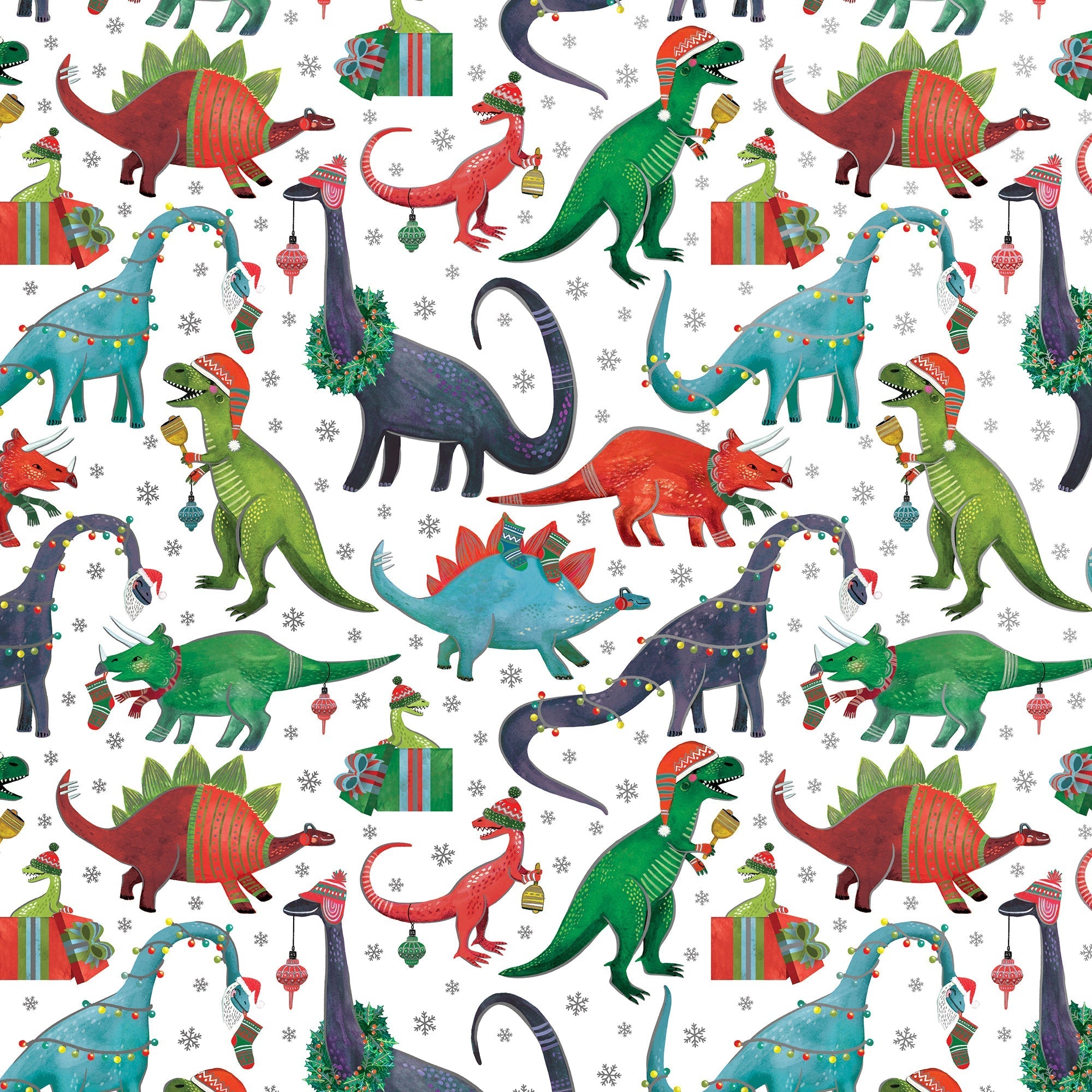 Decked Out Dinosaur Christmas Gift Wrap