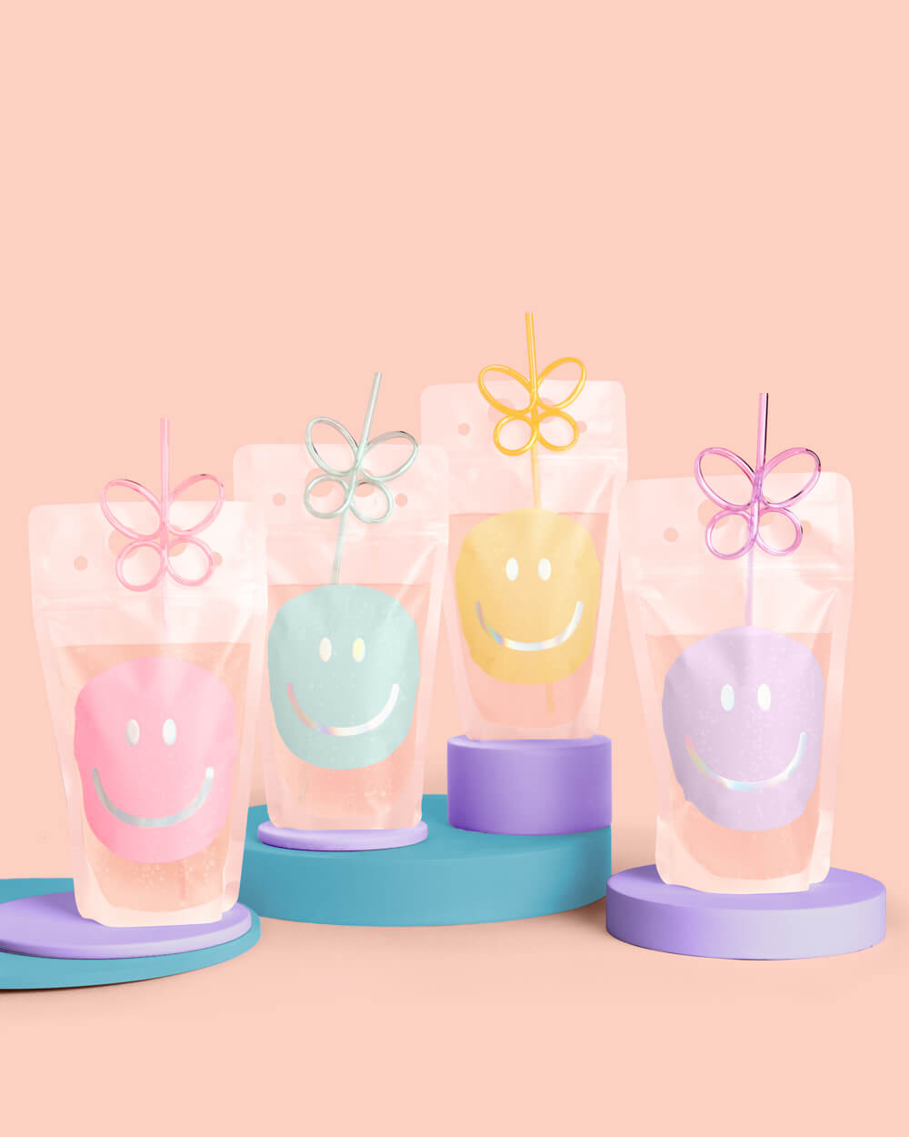 Smiley Sippers - 16 Pouches + Straws
