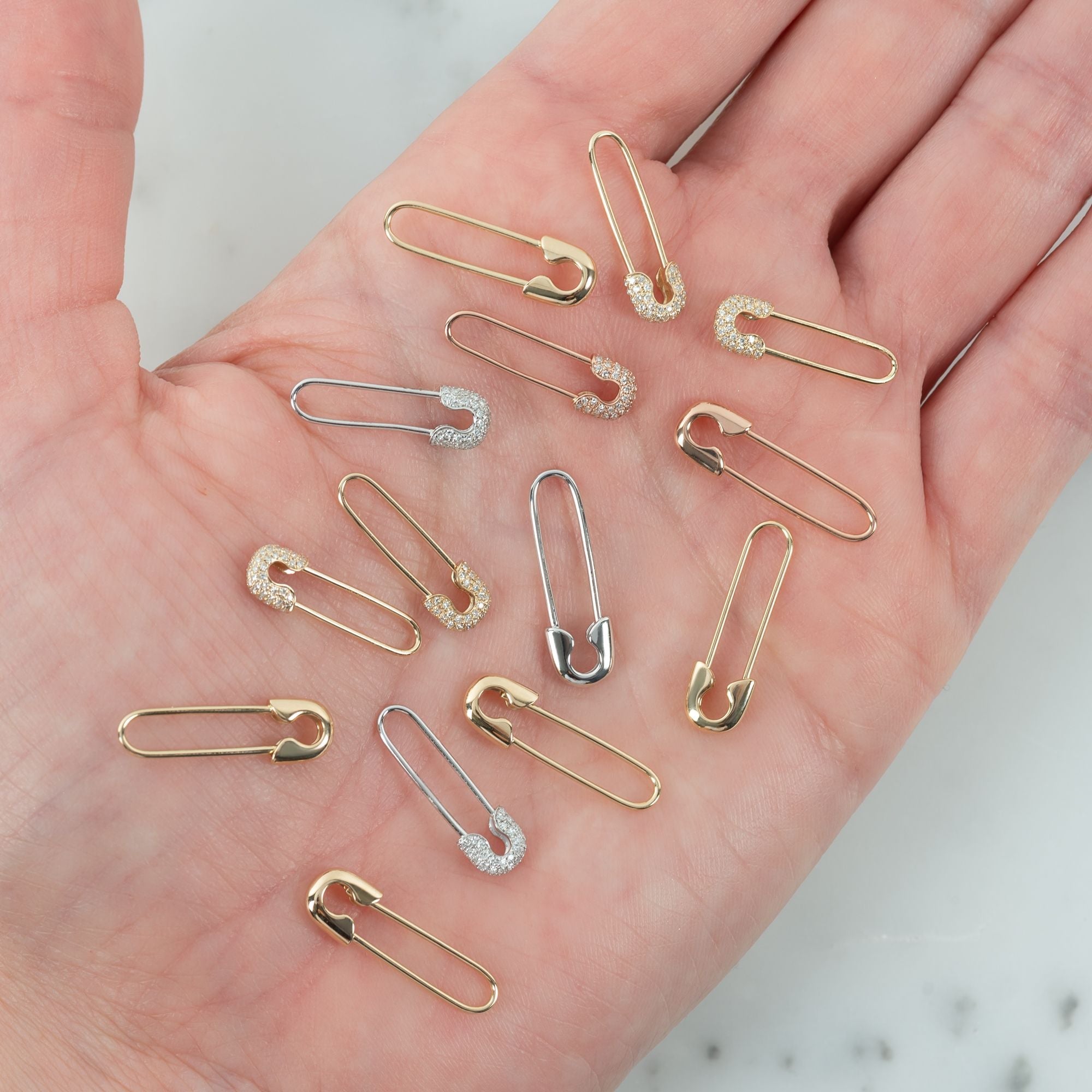 Diamond Safety Pin Earring