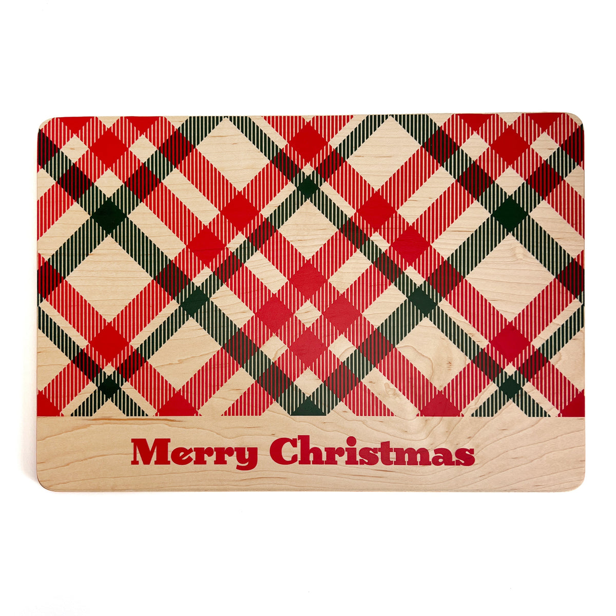 Solid Maple Wood Serving Board Platter Christmas Plaid - 11" X 16" | Made In The Usa 🇺🇸