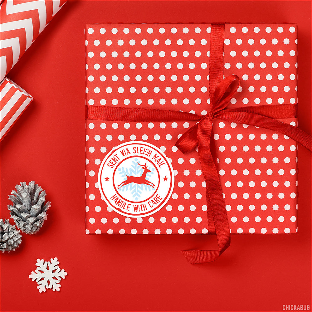 Santa's Sleigh Mail Gift Stickers - Pack Of 24