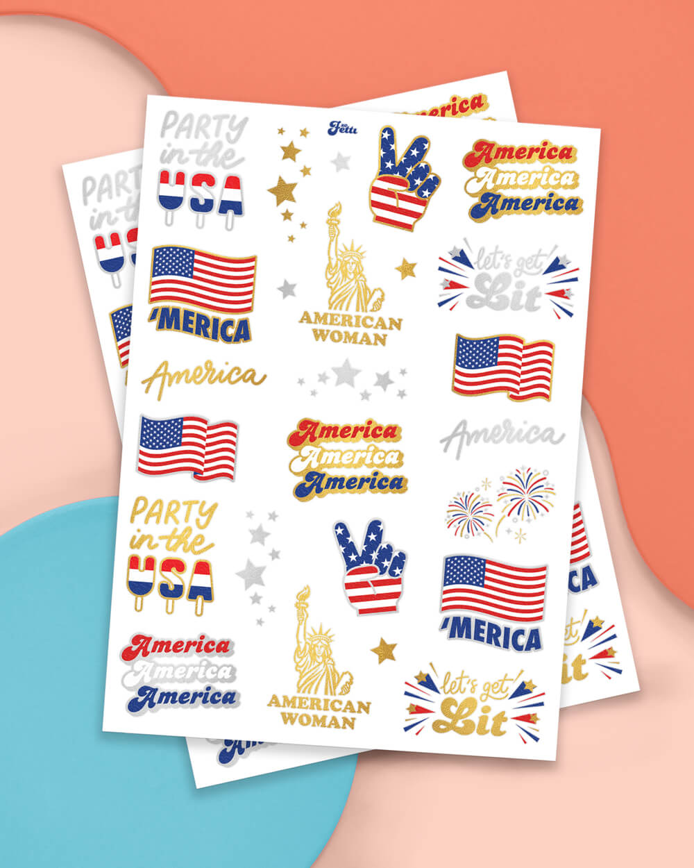 Party In The Usa Tats - 34 Foil Temporary Tattoos