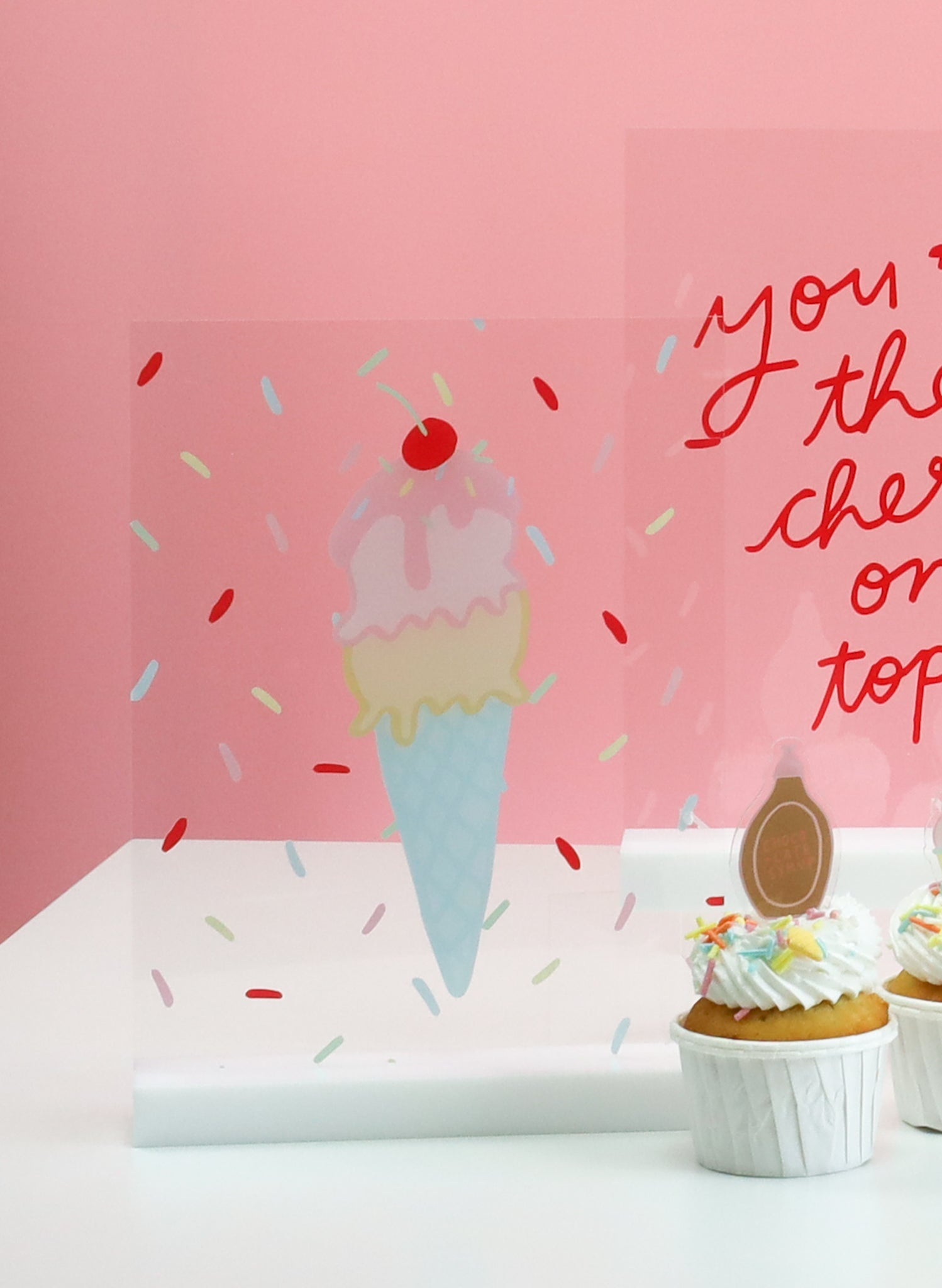 Ice Cream And Sprinkles Acrylic Table Top Sign