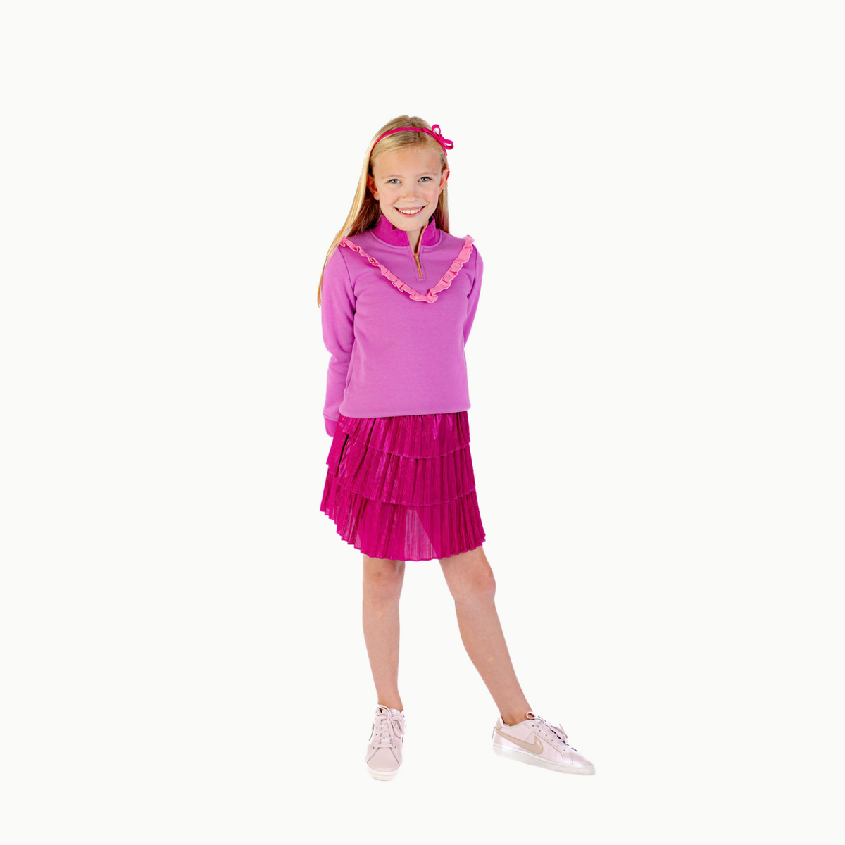 Girls' Half Zip In Purple/pink