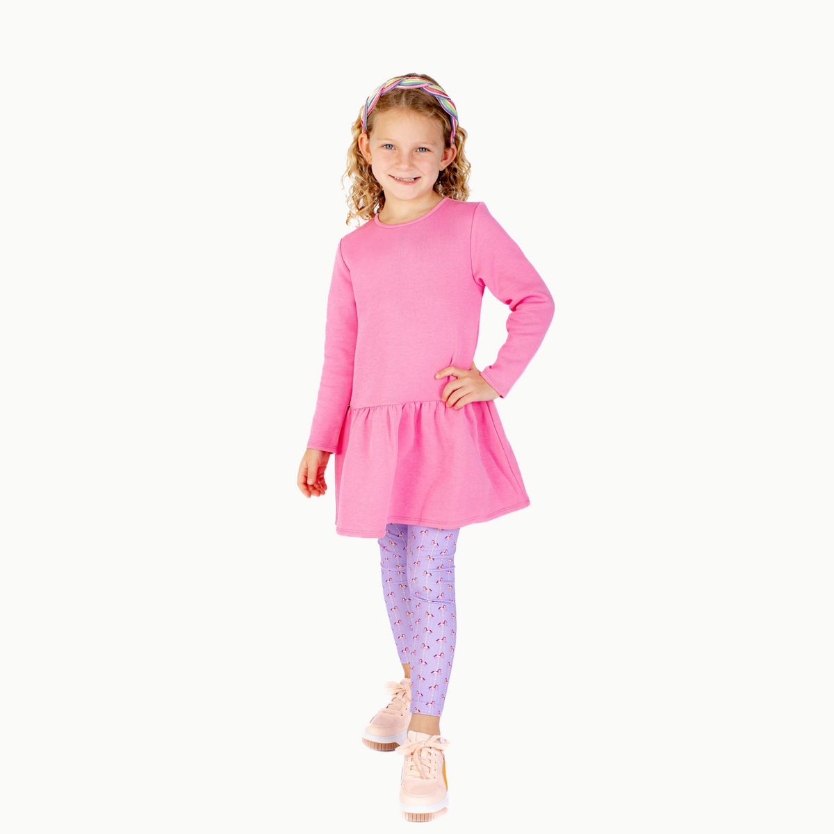 Long Sleeve Tennis Dress In Pink