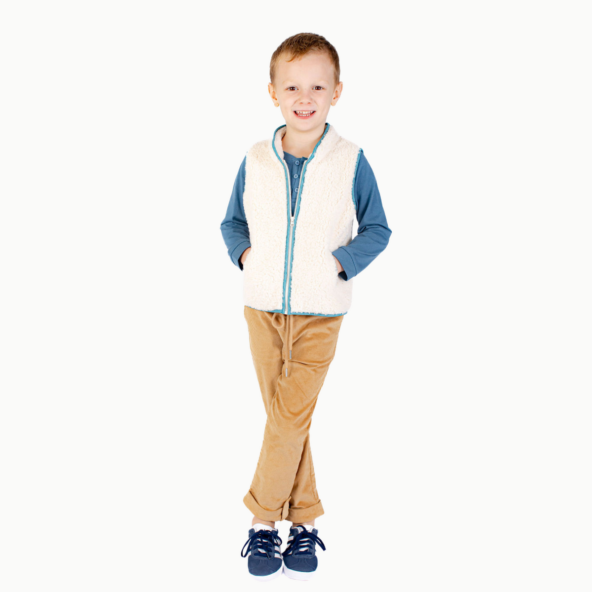 Sherpa Vest W/blue Dino Trim