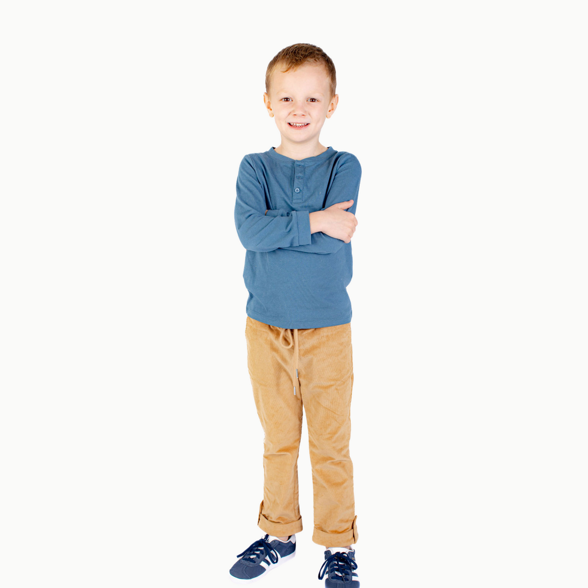 Boys' Long Sleeve Henley In Blue