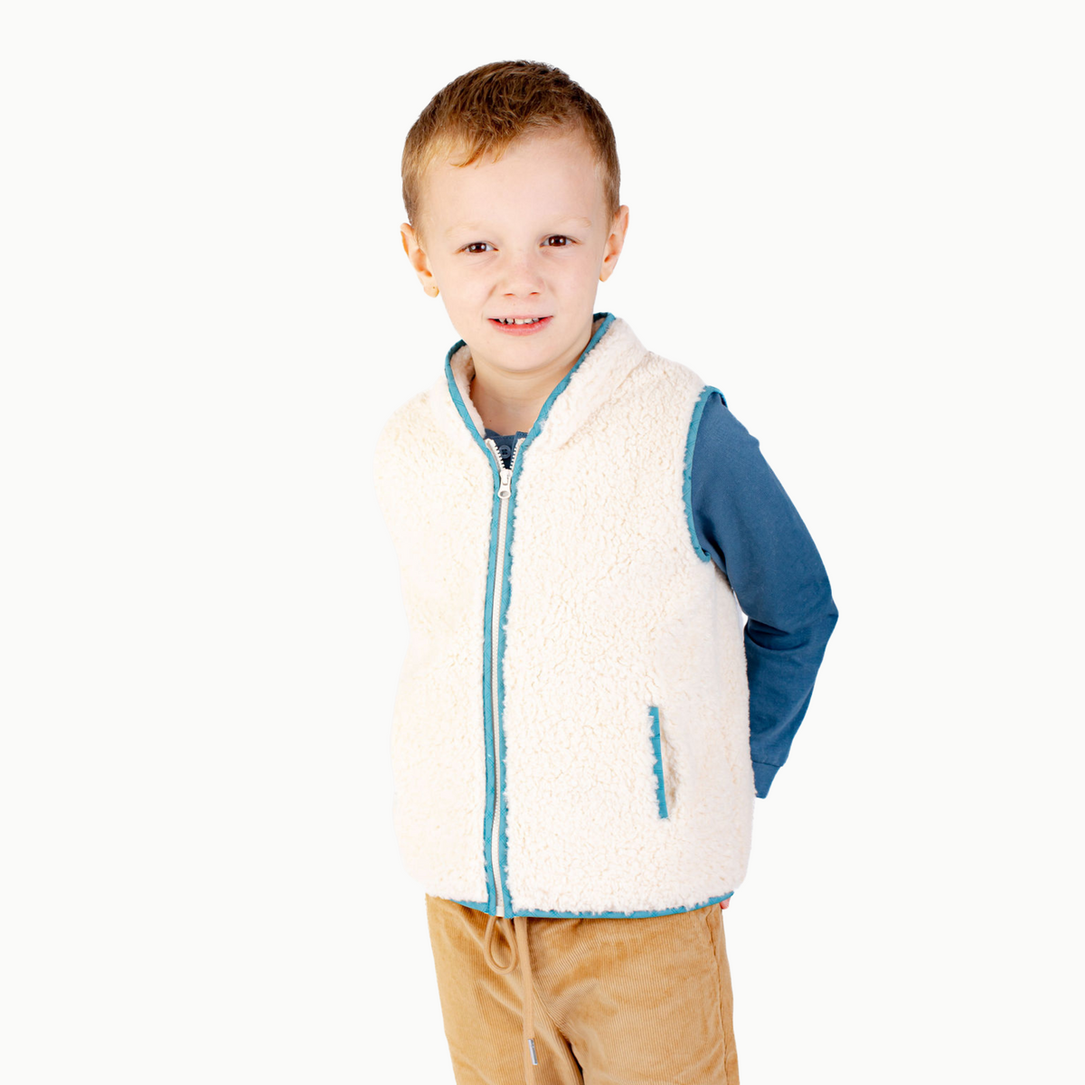 Sherpa Vest W/blue Dino Trim