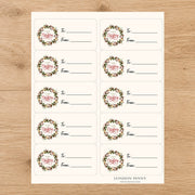 Yuletide Berry Wreath Wishes Gift Tag Sticker Sheet