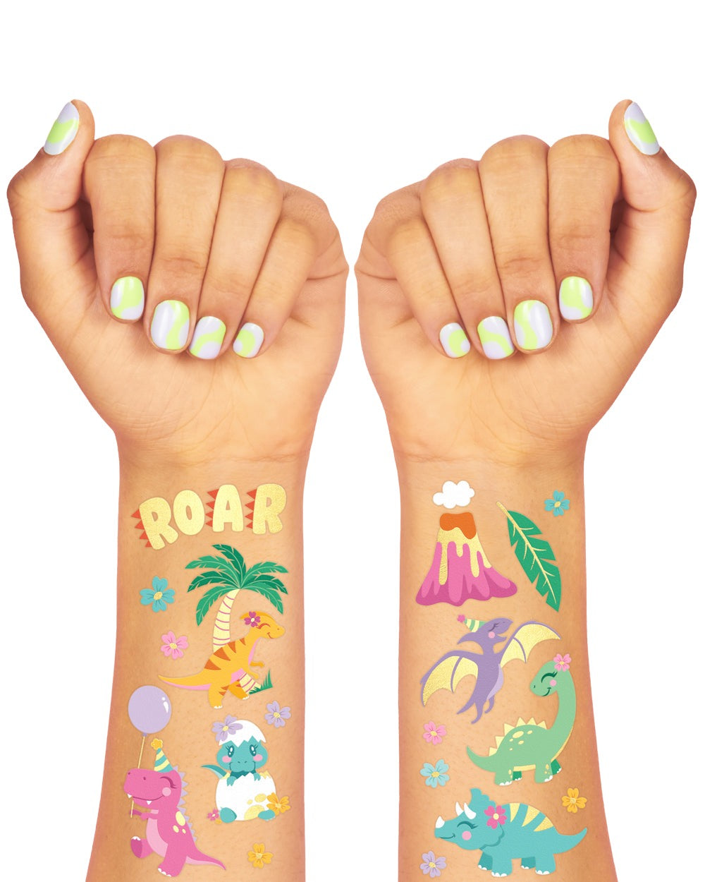 Cute Dino Tats - 40 Foil Temporary Tattoos