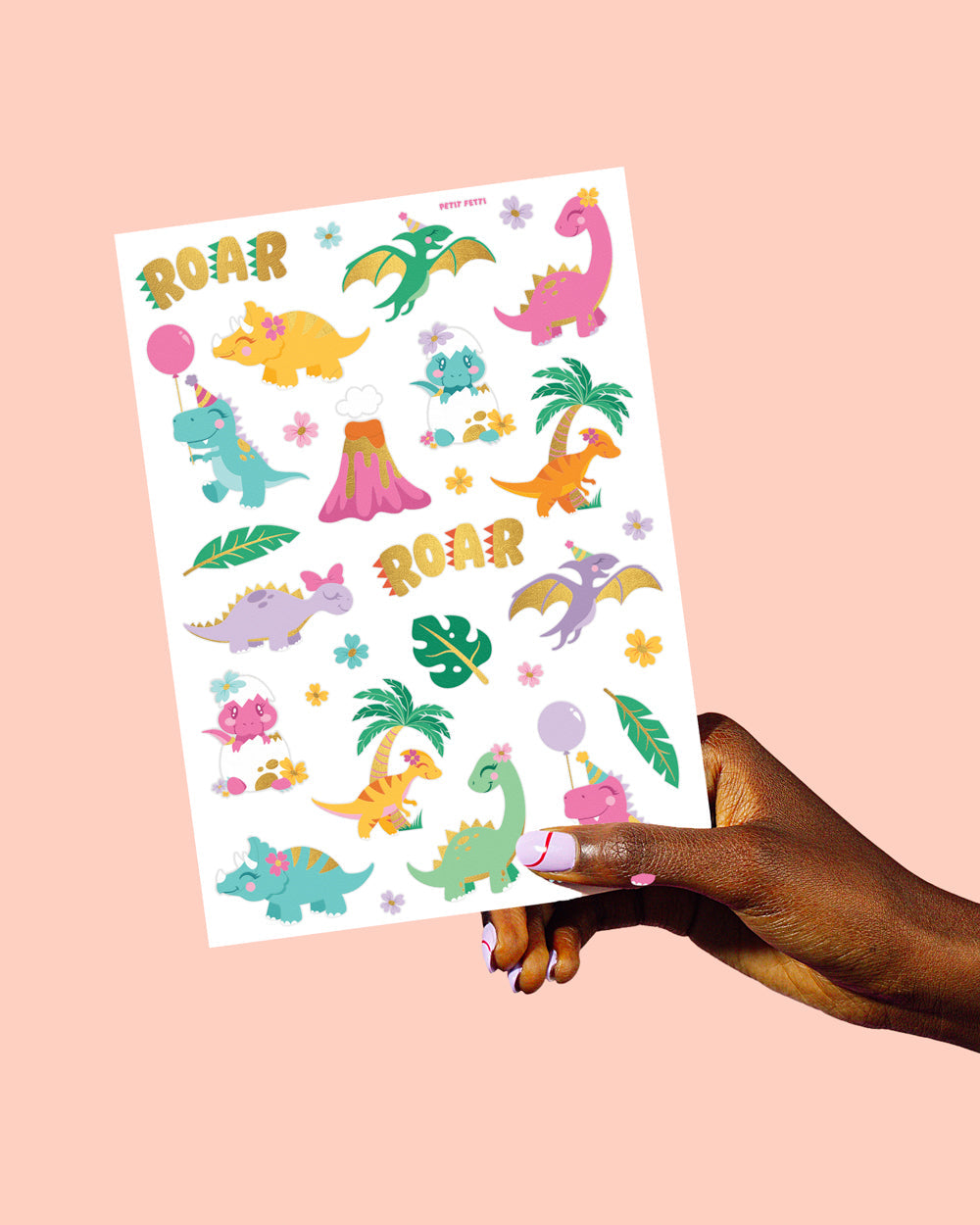 Cute Dino Tats - 40 Foil Temporary Tattoos