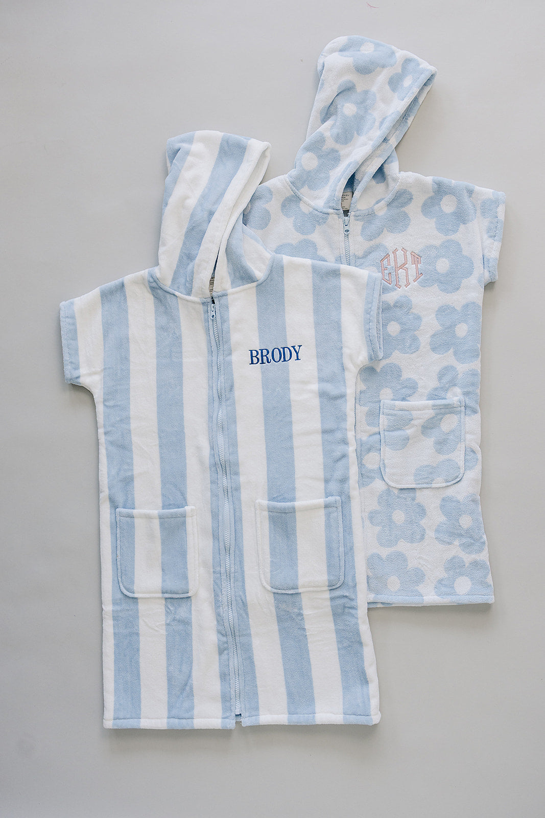 Seaside Stripe Zip-up Organic Cotton Beach Poncho