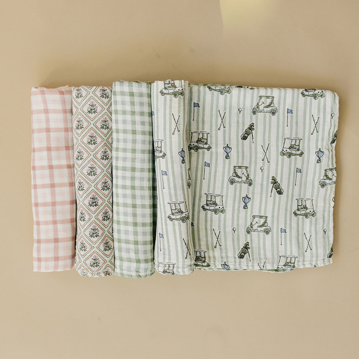 Green Gingham Muslin Swaddle Blanket
