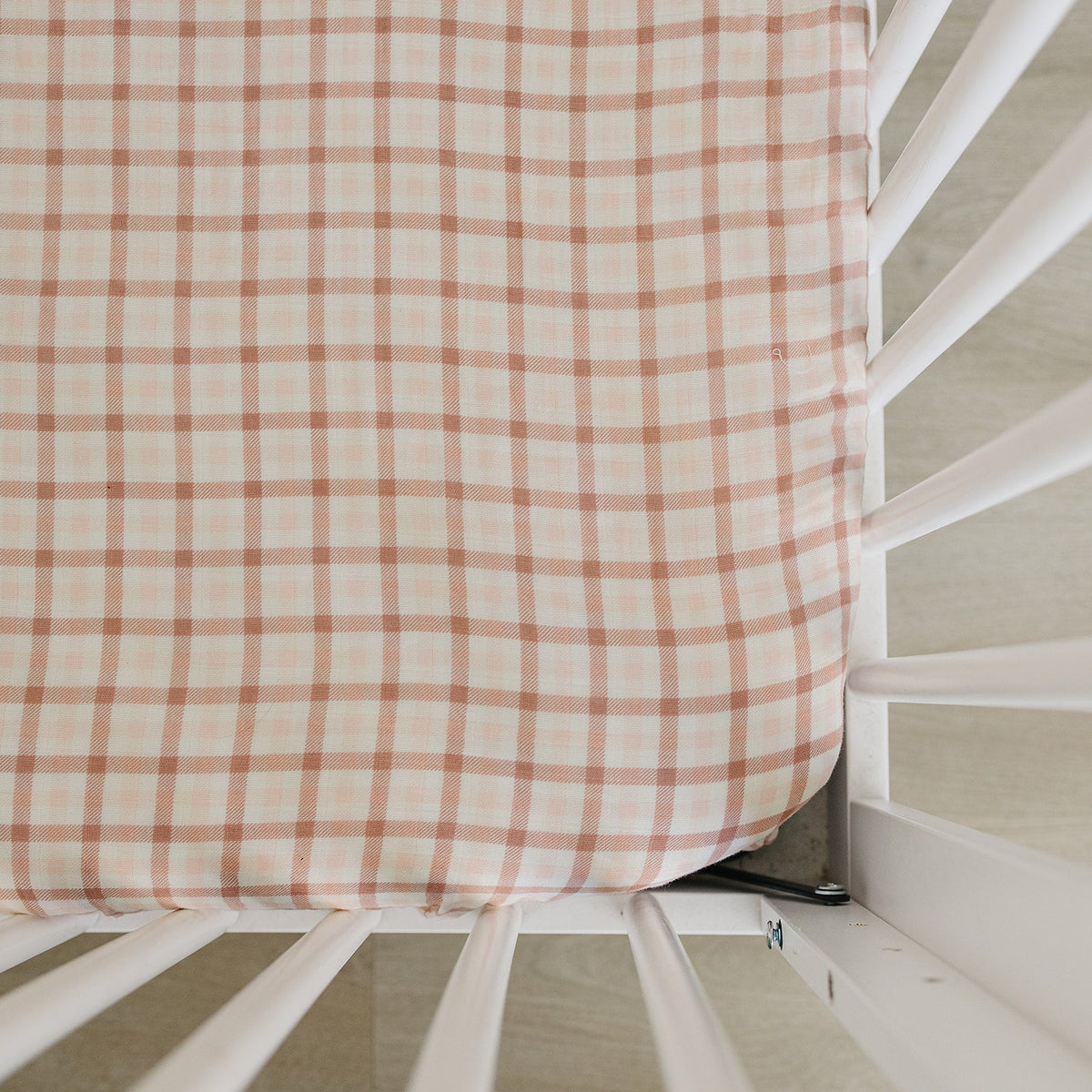 Pink Gingham Muslin Crib Sheet