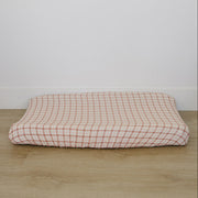 Pink Gingham Muslin Changing Pad Cover