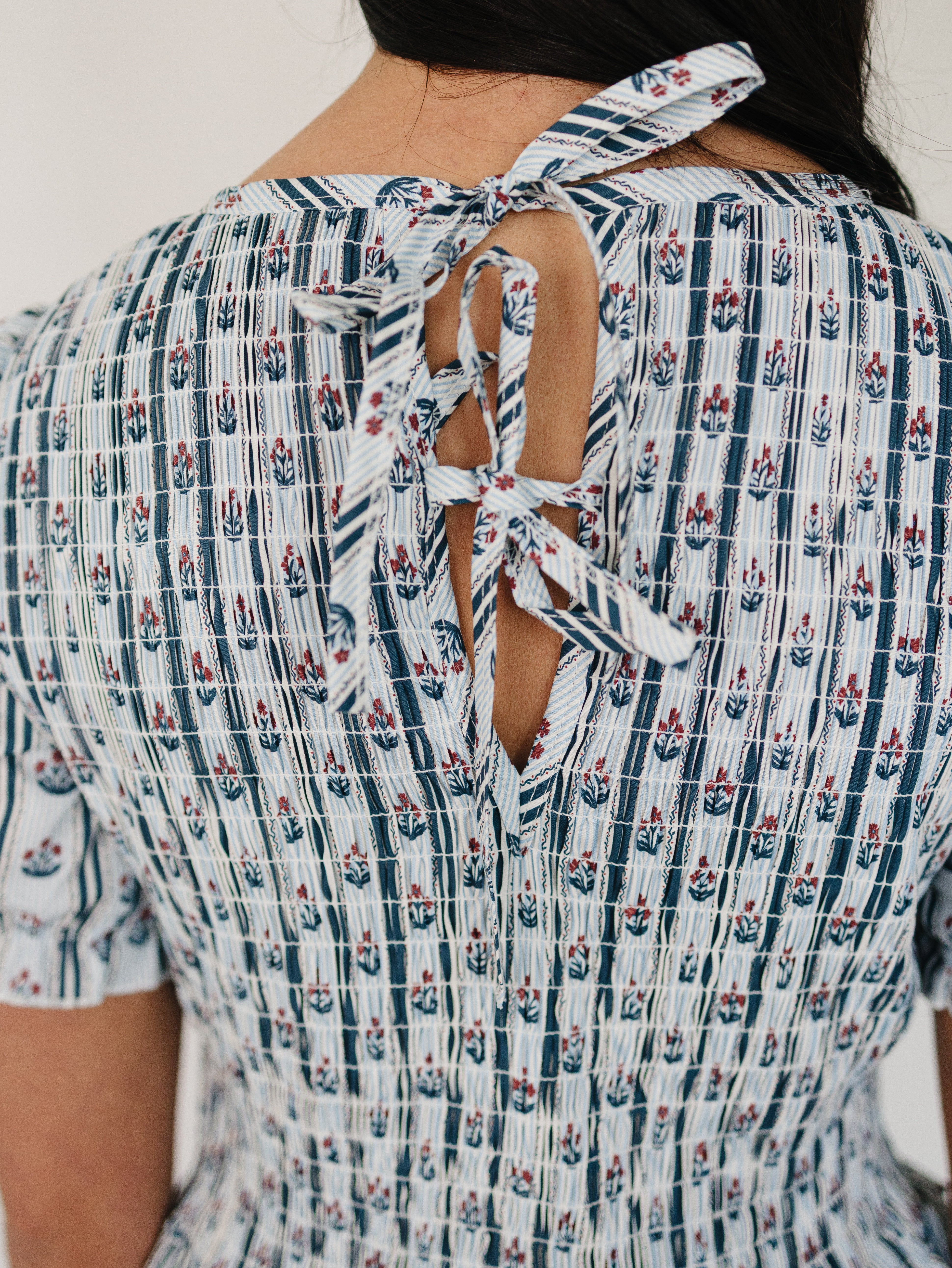 Adult Block Print Floral Dress