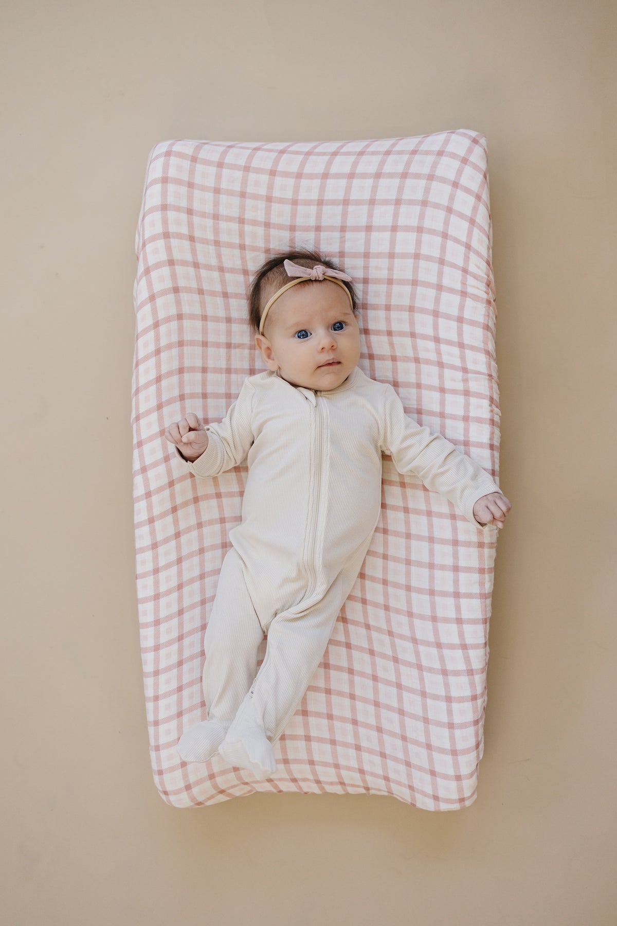 Pink Gingham Muslin Changing Pad Cover