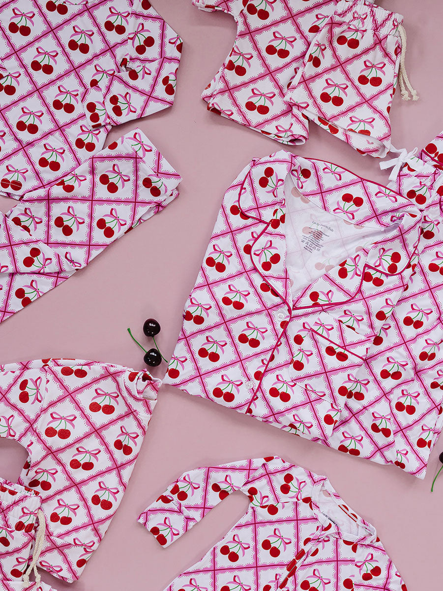 Bamboo Zip Romper | Cherry Bow